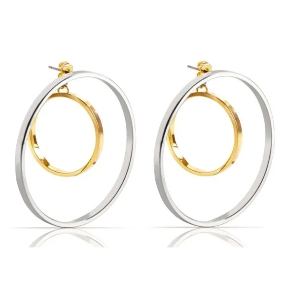 Jenny Bird Two-Tone Gold and Silver Double Hoop Earrings - Picture 1 of 5